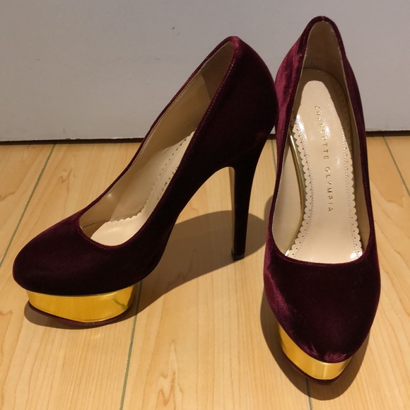 Charlotte Olympia burgundy platform heels size 36.5 - Picture 2 of 15